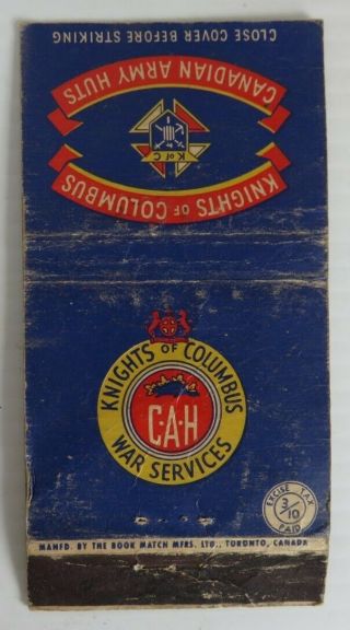 Vintage Knights Of Columbus War Services Matchbook Cover (inv24014)