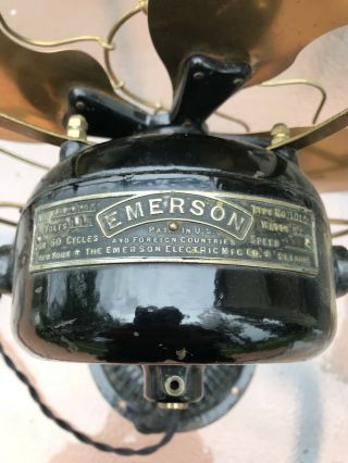 Emerson Brass Blade And Cage Fan Type 1010 Ornate Base 12in Electric 2