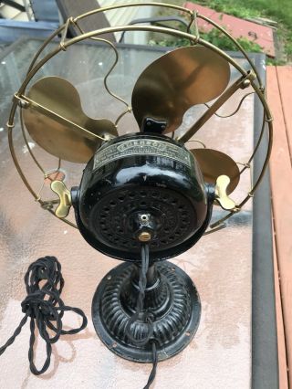 Emerson Brass Blade And Cage Fan Type 1010 Ornate Base 12in Electric 3