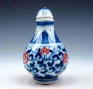 Blue&white Ox - Blood Red Porcelain Floral Unique Shaped Snuff Bottle 07101608
