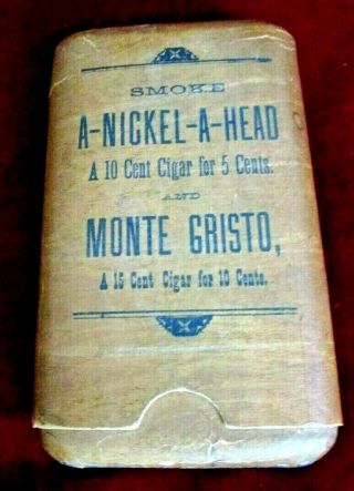 Rare Antique Advertising Cigar Travelling Pocket Holder Dated 1885 Monte Gristo