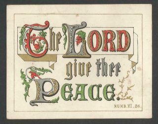 Y01 - Victorian Religious Scripture Motto Card - The Lord Give Thee Peace