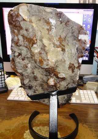 HUGE CITRINE CRYSTAL CLUSTER CATHEDRAL GEODE BRAZIL W/ STEEL STAND;formations 3