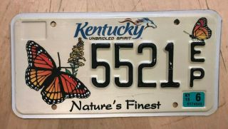 Kentucky Natures Finest License Plate " 5521 Ep " Ky Butterfly