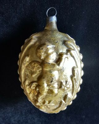 Antique German Christmas Ornament - Cherub Star Mercury Painted Accents On Sides
