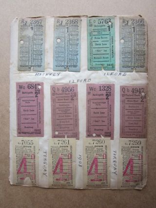 12 Early Tram Tickets C.  1903 - Hackney - Ilford - Torquay