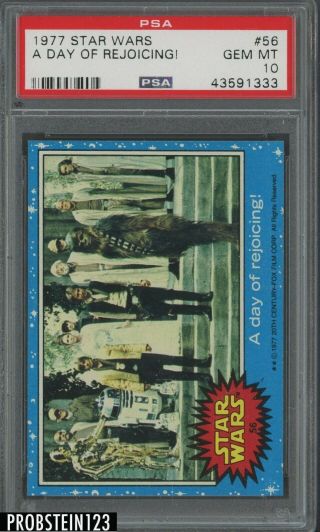 1977 Topps Star Wars 56 A Day Of Rejoicing Psa 10 Gem " Rare Low Pop "