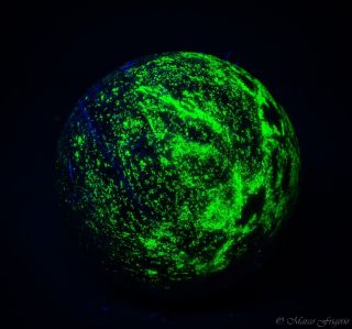 Fluorescent Sphere Willemite Calcite Fluorite Rhodonite Garpenberg Sweden 38.  6mm