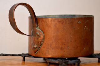 Antique Handmade Hammered Copper Saucepan 7 Quart 1700 - 1800 