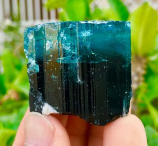 400 C.  T Top Quality Damage Terminated Bi Color Blue Cap Tourmaline Crystal 2