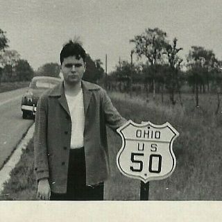Vintage 1948 Real Vacation Photo Ohio Highway U.  S.  50 Road Route Sign