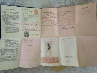 Antique 1919 England Passport W/travel To United States 100 Years Old