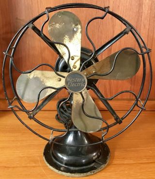 Antique Western Electric Oscillating Brass Blade Fan