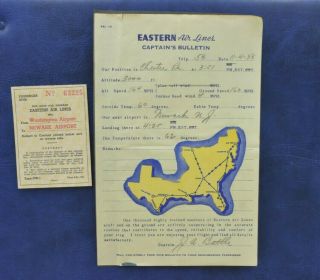 Eastern Airlines Usa Captains Bulletin & Ticket Stub 1938 - Airline Collectable