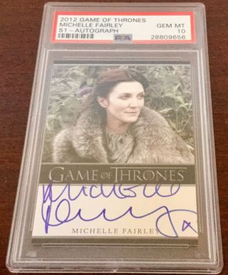 2012 Game Of Thrones Michelle Fairley S1 Autograph Border Psa 10 Gem Pop 1
