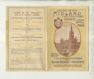 1901 Midland Railway Great Britain Time Table Route Map[ Info Written In French