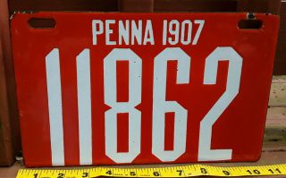 PENNSYLVANIA - 1907 porcelain license plate - DISPLAY GRADE,  100 orig 2