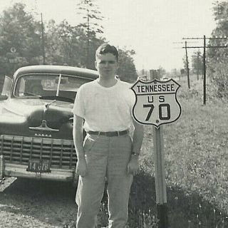 Vintage 1949 Real Vacation Photo Tennessee Highway U.  S.  70 Road Route Sign