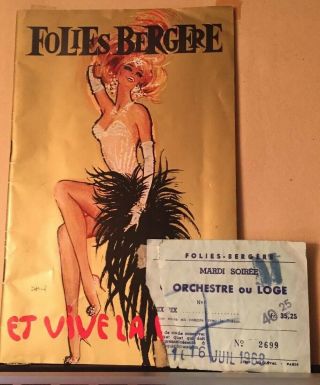 1968 Folies Bergere Program Ticket Entertainment Ads Et Vive La Folie