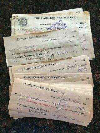 48 Cashed Checks " Farmers State Bank " In Kramer,  Nebraska 1920 - 1921