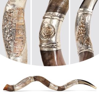 Shofar Silver Plated Kudu Horn 32 " - 35 " | Jerusalem - Made In Israel By Halleluyah