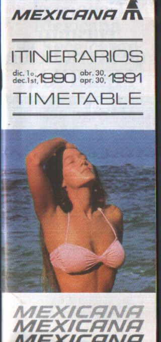 Mexicana Timetable December 1990 - April 1991