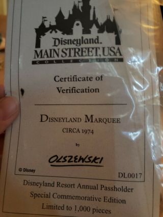 olszewski disneyland main street Disneyland sign anual passholder limited. 2