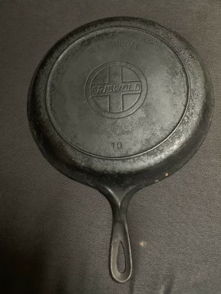 Early Griswold Erie No.  10 Cast Iron 10 N.  E Griddle Heat Ring " Slant " Logo