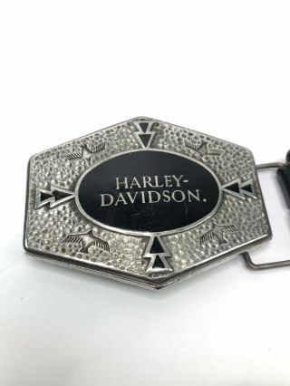 Vtg Harley Davidson Leather Belt Fine Pewter Belt Buckle The Western Spirit 38 8