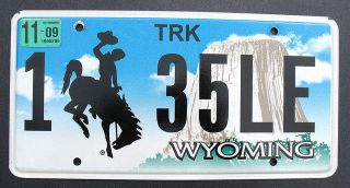 Wyoming Truck License Plate 1 35le With 2009 Tag Bronco Cowboy Devils Tower