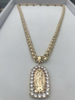 14k Golf Filled Chino Link With Virgin Mary Charm 3