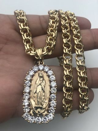 14k Golf Filled Chino Link With Virgin Mary Charm 6