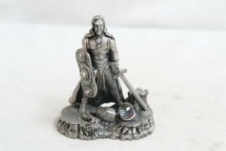Vintage Wapw Uk Pewter Figurine Fantasy & Legend Sir Gawain Knight Shield