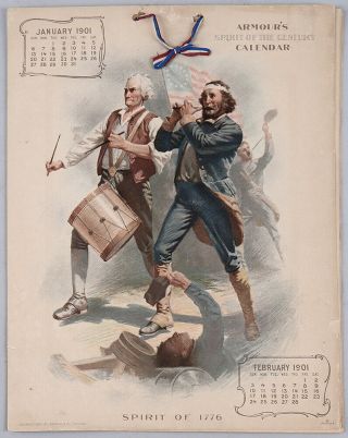 Antique 1901 Armour Meatpacking Company Patriotic Western Americana Calendar