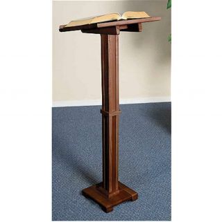 Solid Wood Full Standing Lectern In Walnut Stain,  43 Inch