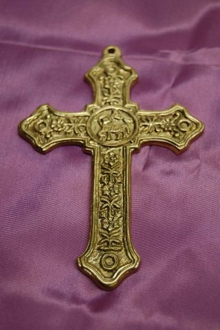 Brass 4 3/4 " Bishops Pectoral Cross,  Lamb Of God,  (church,  Religious Co. )