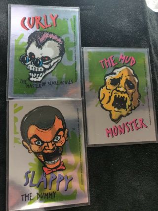 1996 Goosebumps Foil Sticker " Slappy The Dummy  Curly  The Mud Monster "