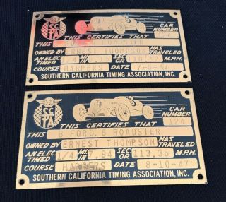 Southern California Timing Association (scta) 1947 Course Timing Tags,  Roadster