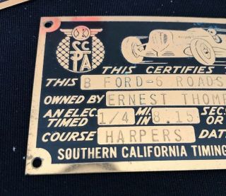 Southern California Timing Association (SCTA) 1947 Course Timing Tags,  Roadster 3