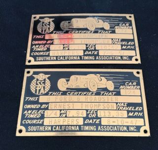 Southern California Timing Association (SCTA) 1947 Course Timing Tags,  Roadster 9