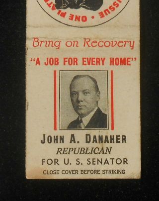 1938 Vote John A.  Danaher Republican For U.  S.  Senator Elephant West Hartford Ct
