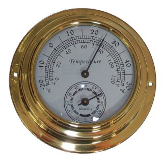 10cm Dial Brass Case Thermometer Hygrometer - 0°c 50°c Wall Mounted