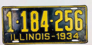 Illinois 1934 Old License Plate Vtg Car Tag Man Cave Pub Prewar Auto Garage