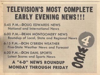 1961 Wcoo Tv News Ad Doug Edwars Dean Montgomery Don O 