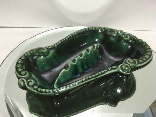 Vtg.  Mcm Vintage Large Ash Tray Made In Usa Ceramic Pottery Green Turquoise