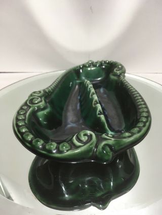 VTG.  MCM Vintage Large Ash Tray Made in USA Ceramic Pottery Green Turquoise 4