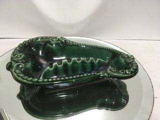 VTG.  MCM Vintage Large Ash Tray Made in USA Ceramic Pottery Green Turquoise 5