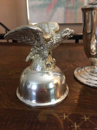 Rare Large Robson Silver Plated Table Lighter Eagle Top Cover 4