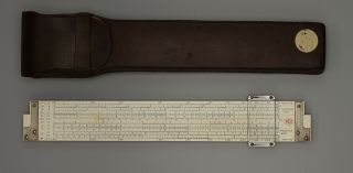 Teledyne Post Versalog Slide Rule,  1460,  With Leather Case,  Bamboo,  Ui Date 1970
