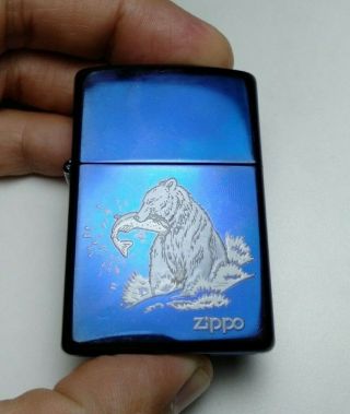 Zippo Lighter Bradford.  Pa Blue Made In Usa Bear Design 31l001